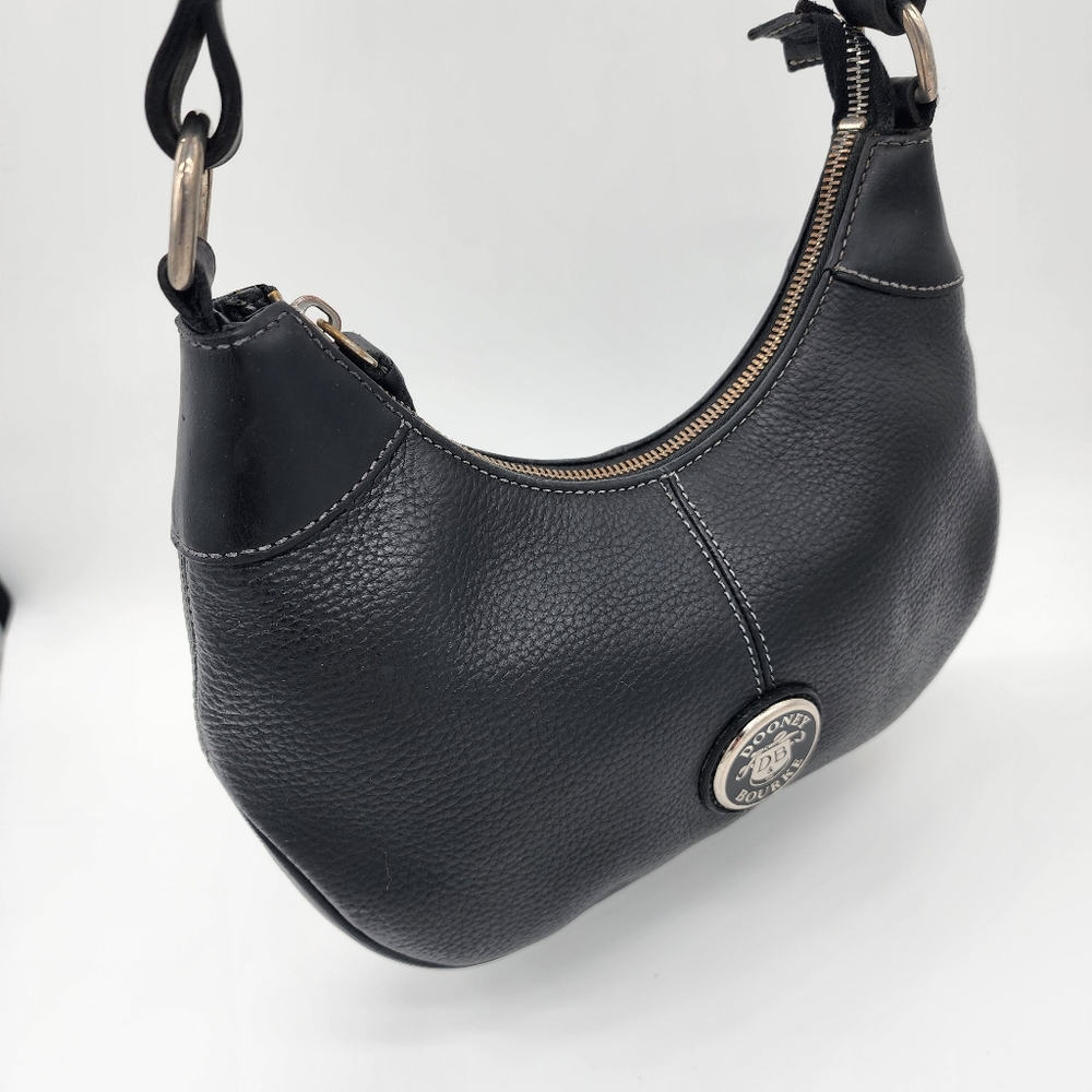 Dooney & Bourke Y2K Small Black Pebbled Leather Hobo Bag - Picture 16 of 16